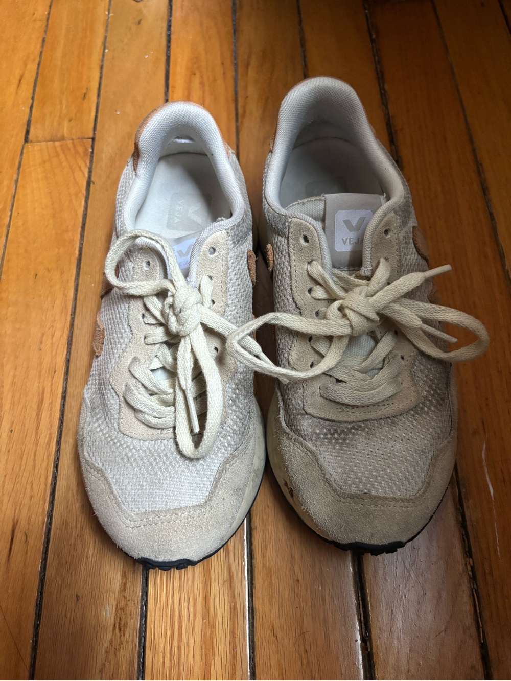 Veja Women's Beige/Cream Suede & Mesh Sneakers